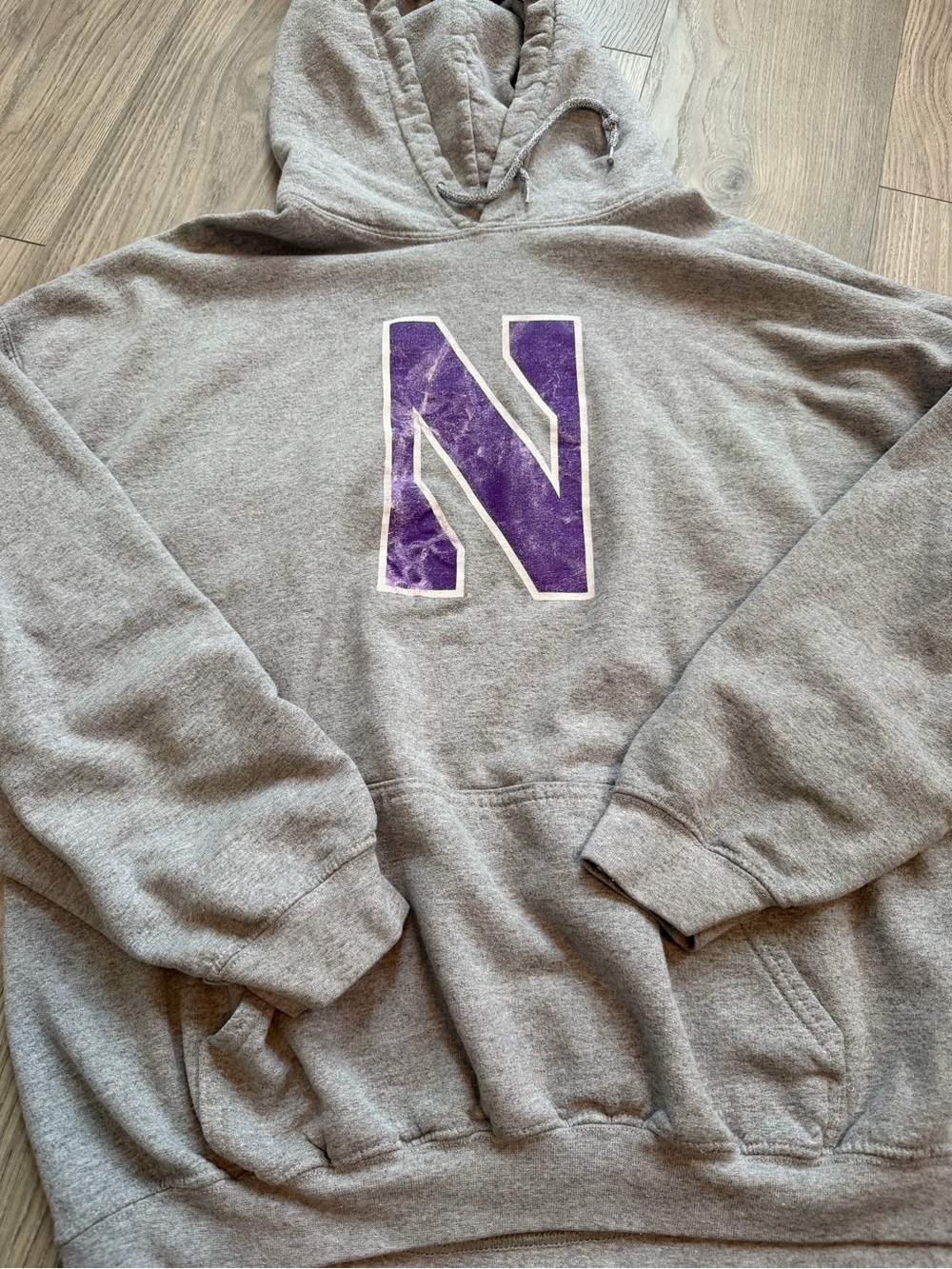 Northwestern University Wildcats Distressed Logo Hoodie | Size XL